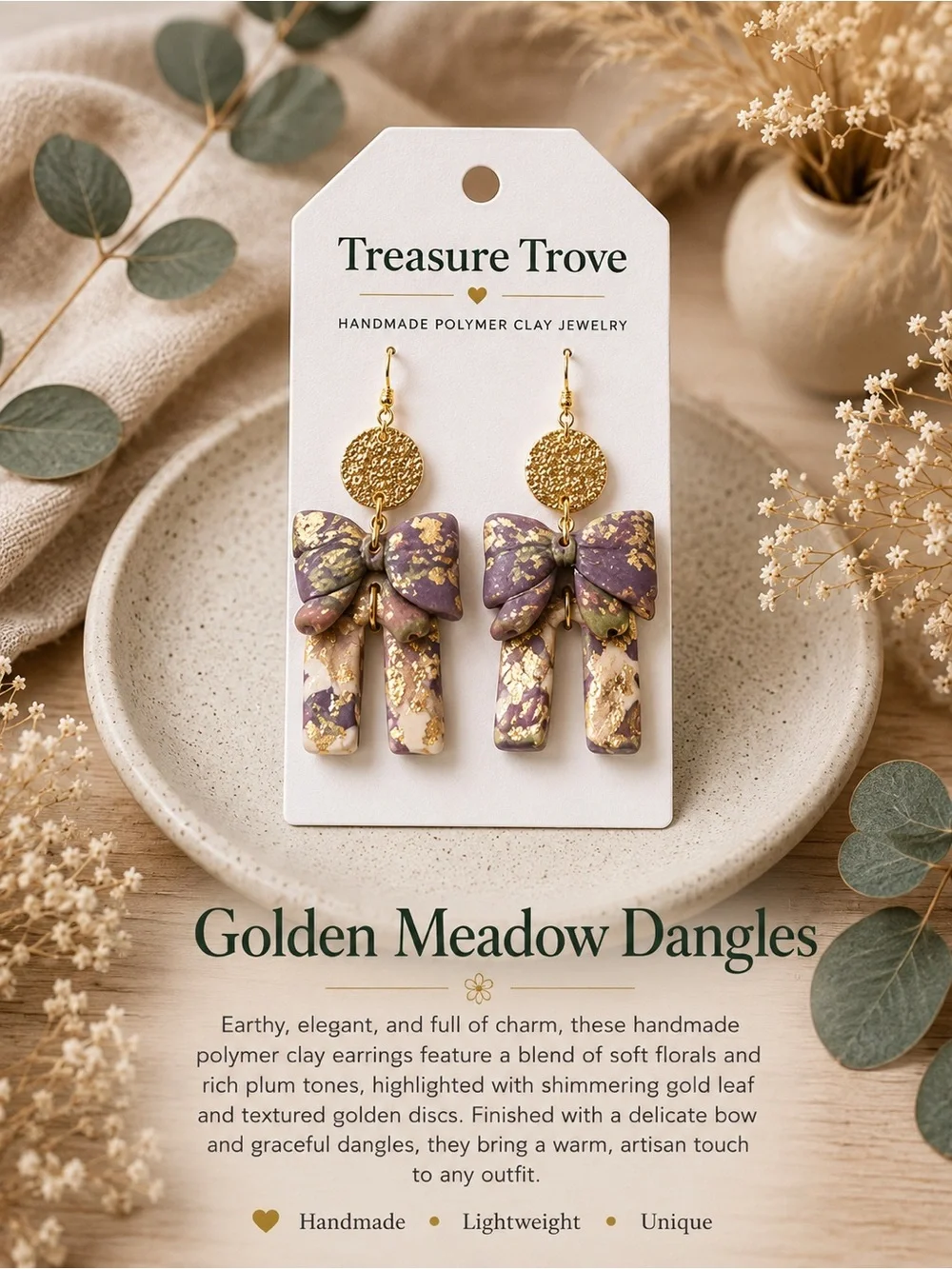 Treasure Trove Plum & Gold Dangle Earrings